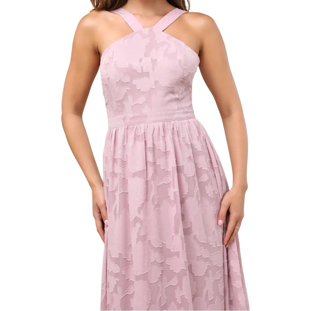 NWOT Lulus Love and Beyond Mauve Purple Floral Burnout Maxi Gown Dress Size S - Picture 3 of 3